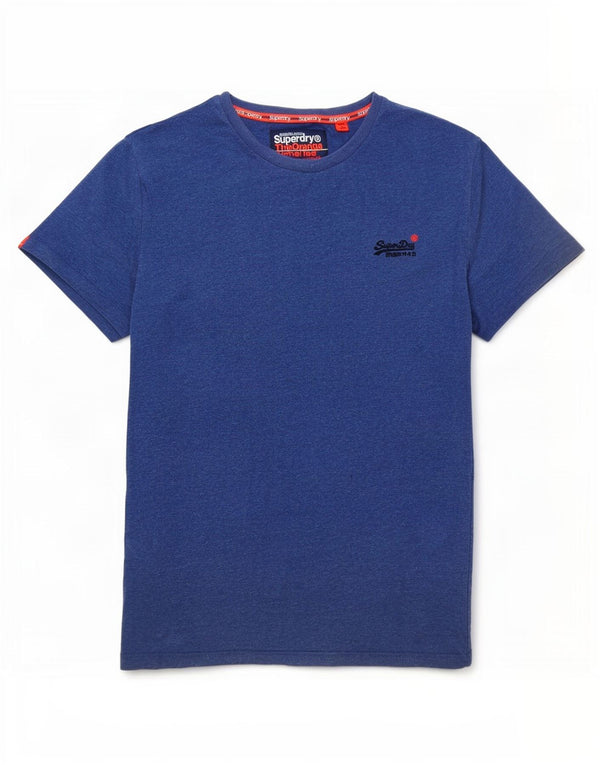 Camiseta masculina Superdry top pequeno algodão manchado azul