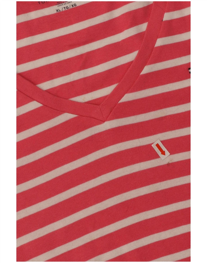 Camiseta feminina TOMMY HILFIGER UK 18 XL algodão listrado rosa