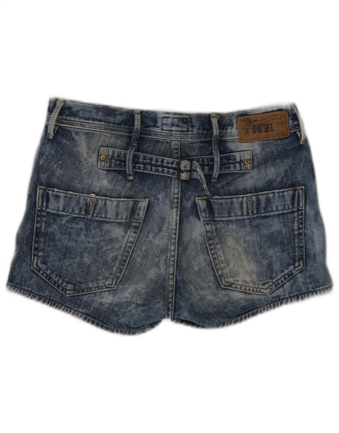 Shorts jeans feminino com lavagem ácida DIESEL W25 XS algodão azul