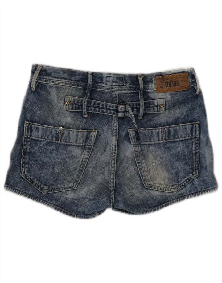 Shorts jeans feminino com lavagem ácida DIESEL W25 XS algodão azul