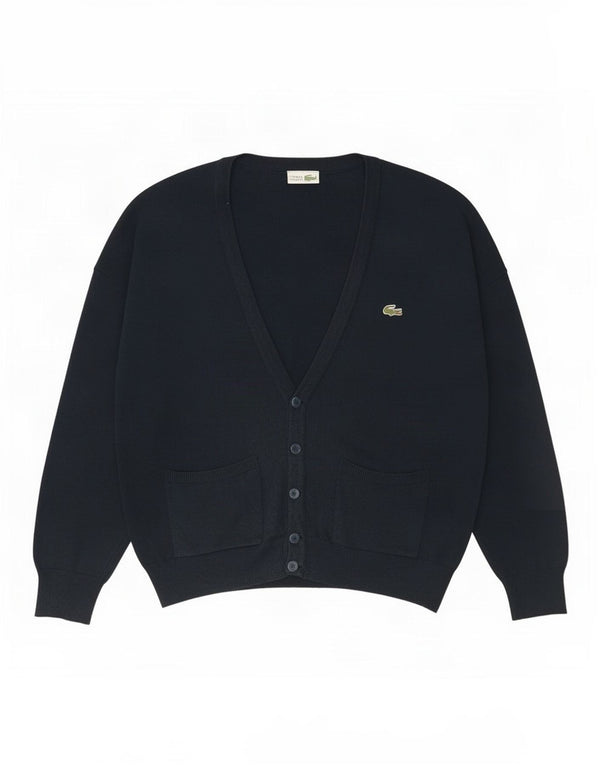 Suéter cardigã masculino Lacoste tamanho 6 XL azul marinho algodão