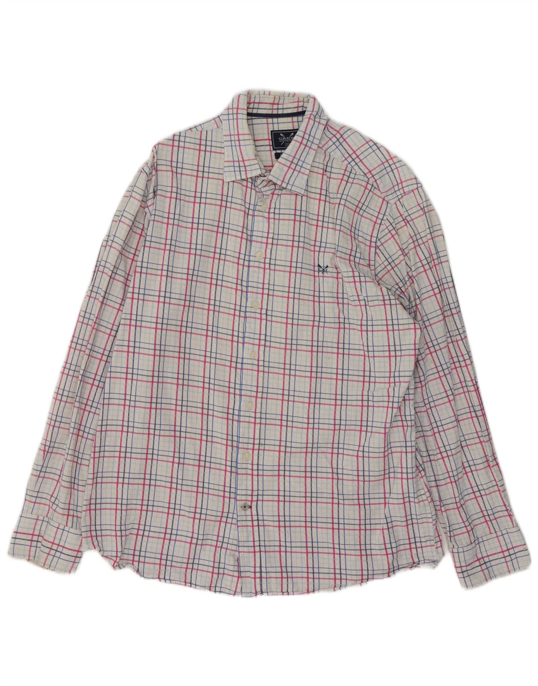 Camisa masculina clássica de ajuste da Crew Clothing XL algodão xadrez branco