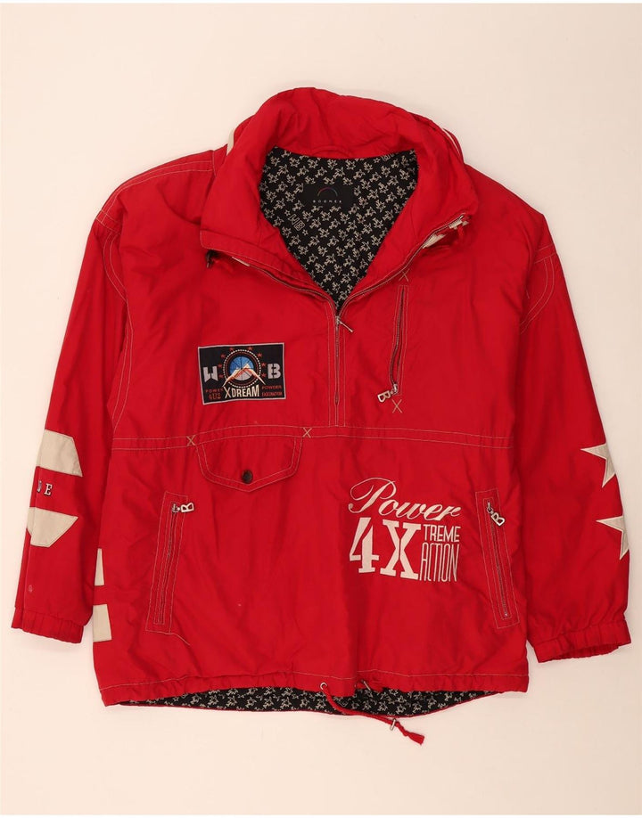 Jaqueta masculina Anorak gráfica BOGNER Reino Unido 42 XL vermelho colorblock poliéster