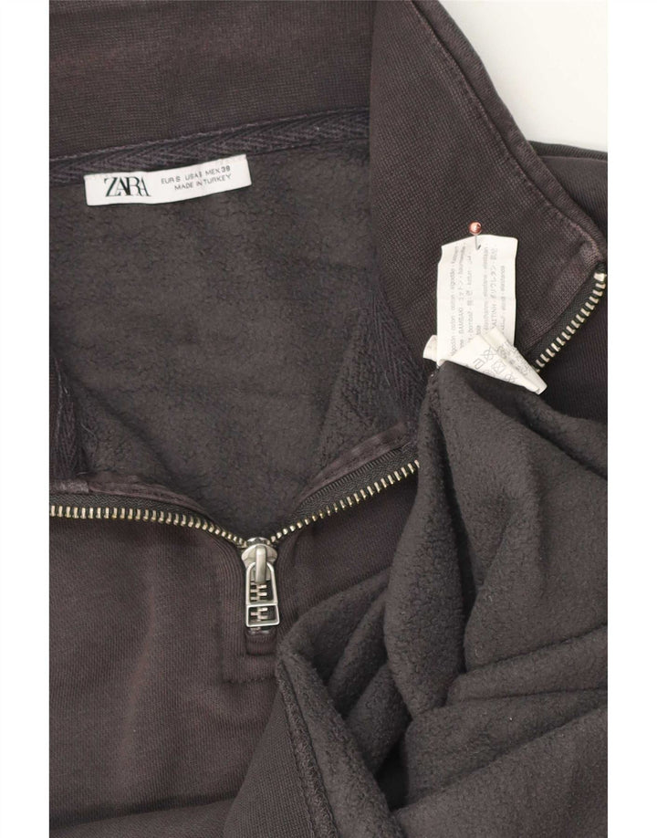 Moletom masculino Zara com zíper e gola alta de algodão cinza pequeno