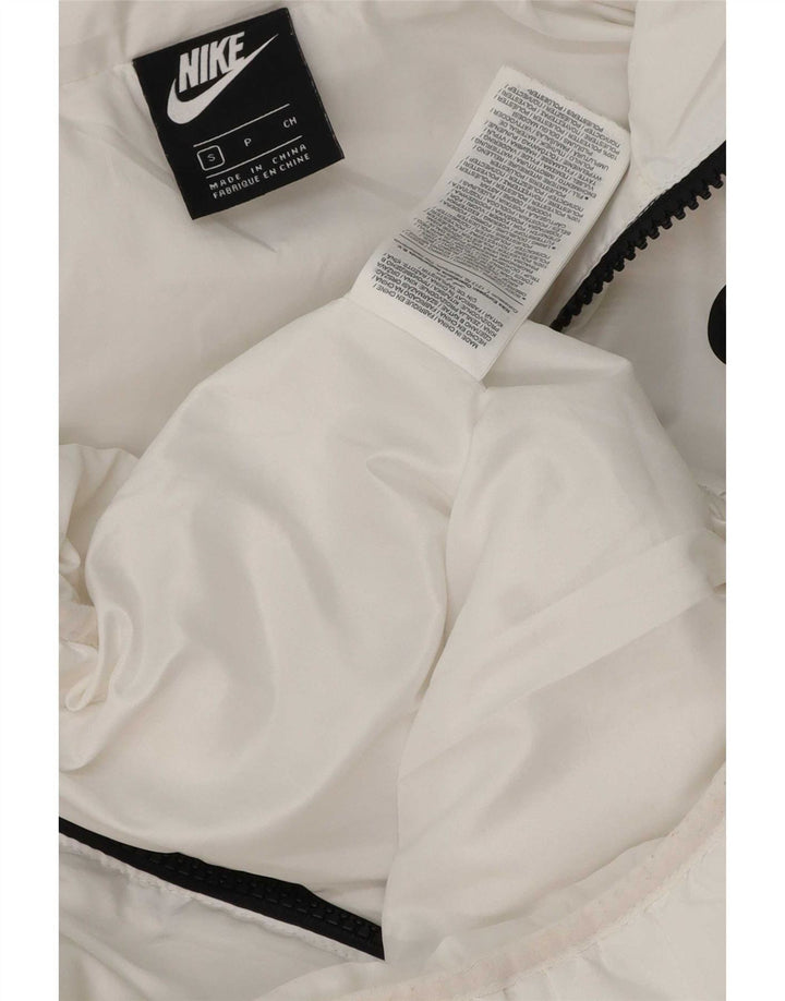 Jaqueta corta-vento masculina Nike com capuz UK 36 poliéster branco pequeno
