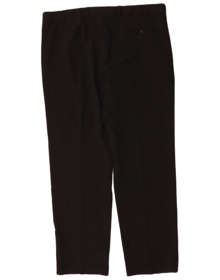 Calça masculina de terno reto Marks & Spencer W42 L33 poliéster preto