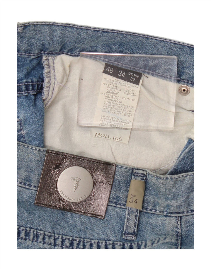 Jeans retos femininos Trussardi W32 L30 algodão azul