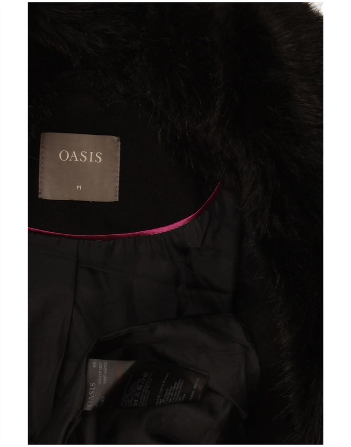 Sobretudo feminino Oasis UK 14 poliéster preto médio