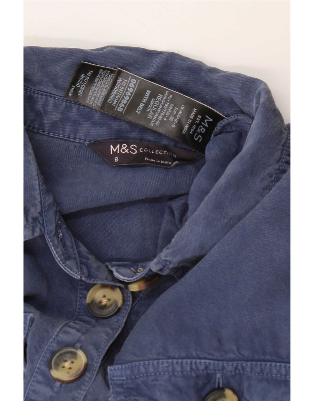 Macacão feminino de manga comprida Marks & Spencer Reino Unido 8 pequeno azul Lyocell