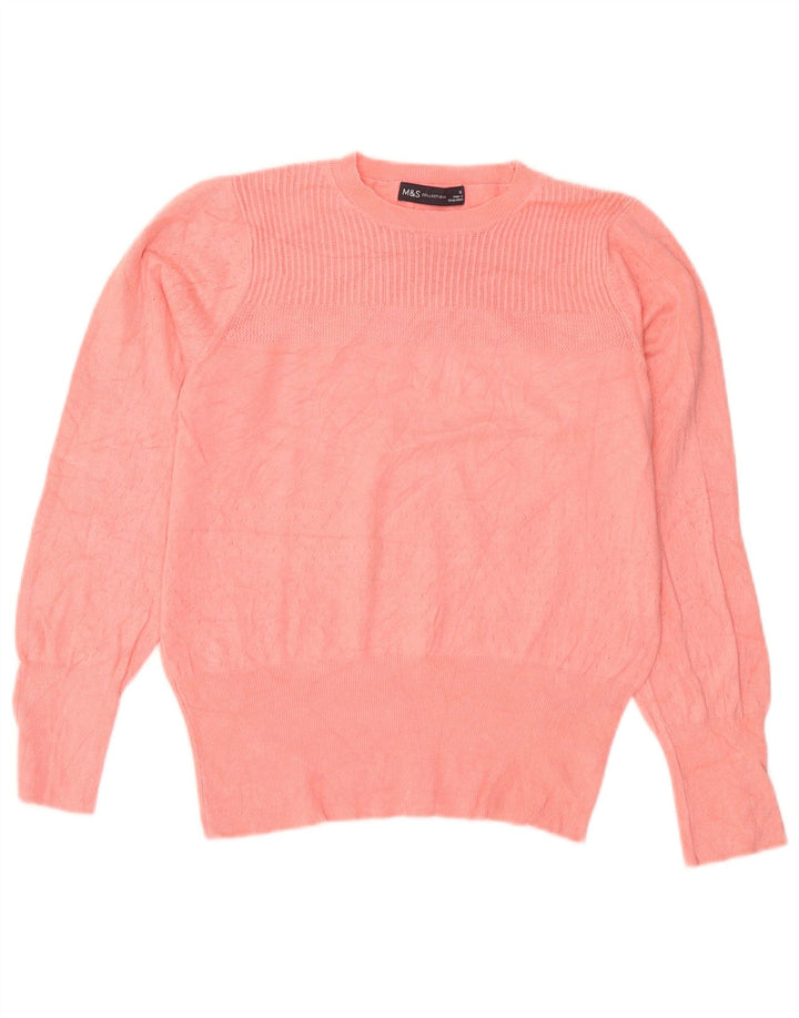 Suéter feminino Marks & Spencer com gola redonda Reino Unido 12 viscose rosa médio