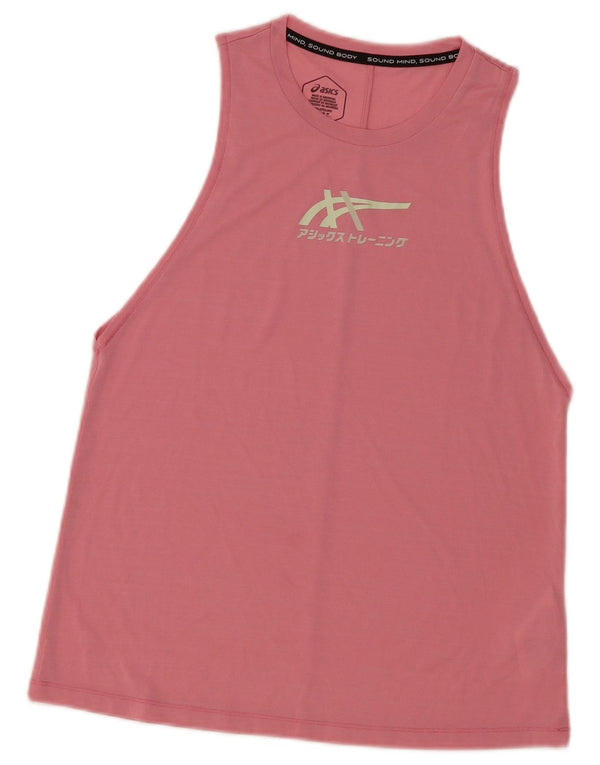 Asics Womens Graphic Vest Top UK 12 Médio Rosa Poliéster