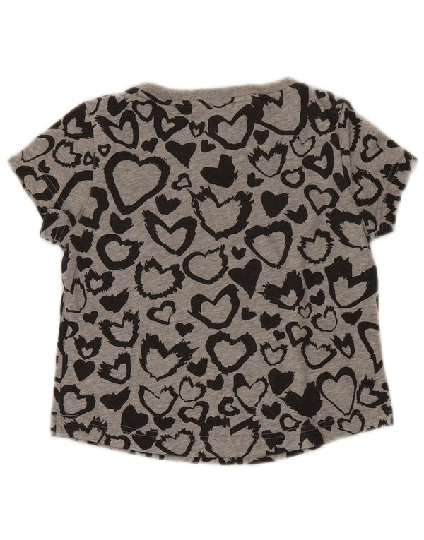 Adidas Girls Graphic T-Shirt Top 9-10 Years Grey Polyester Heart