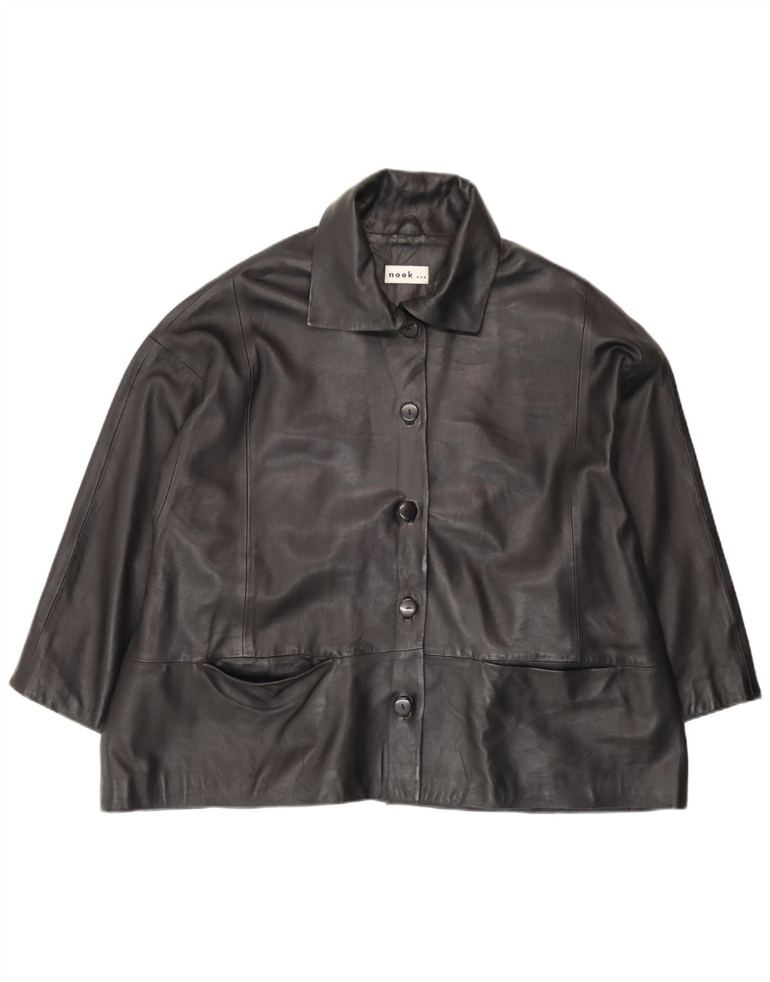 Jaqueta de couro feminina vintage UK 18 XL couro preto
