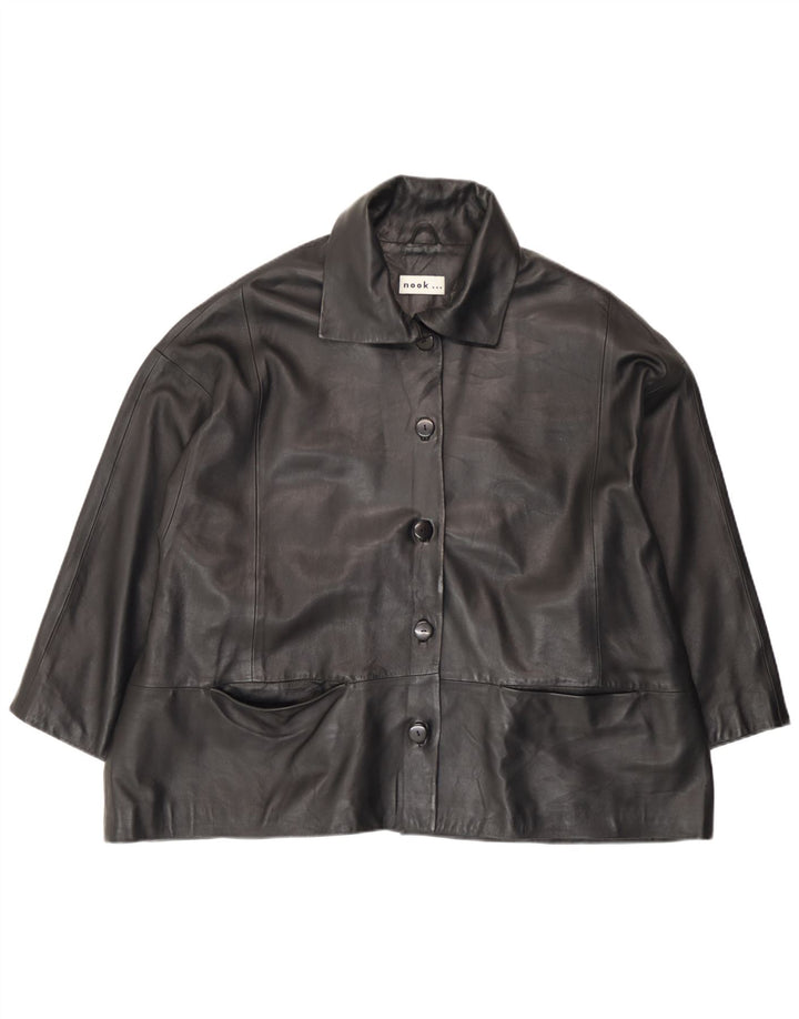 Jaqueta de couro feminina vintage UK 18 XL couro preto