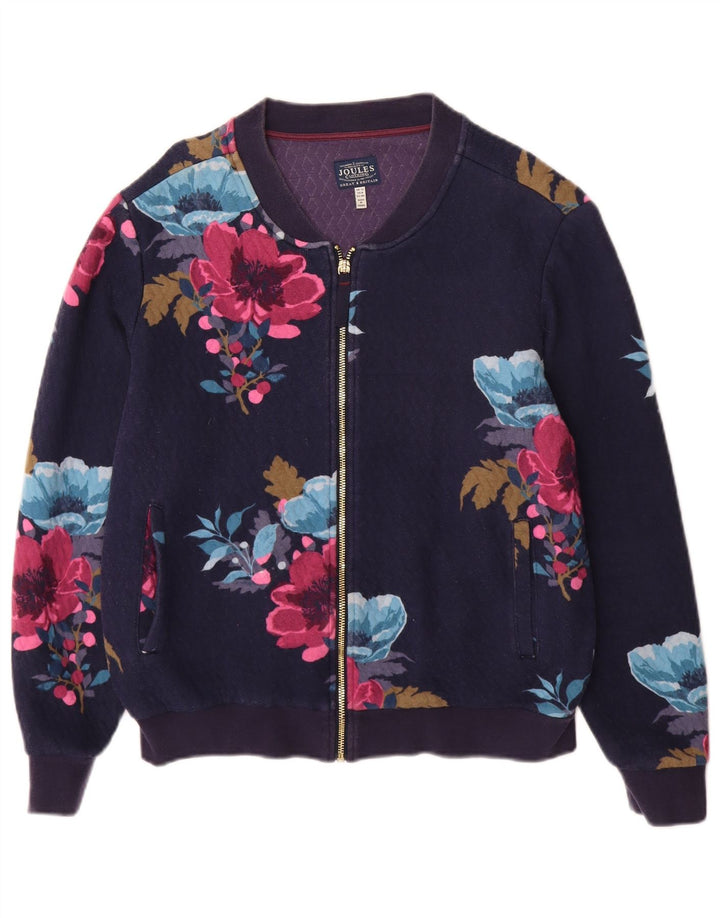 Joules Womens Tracksuit Top Jacket UK 12 Médio Azul Marinho Floral Poliéster