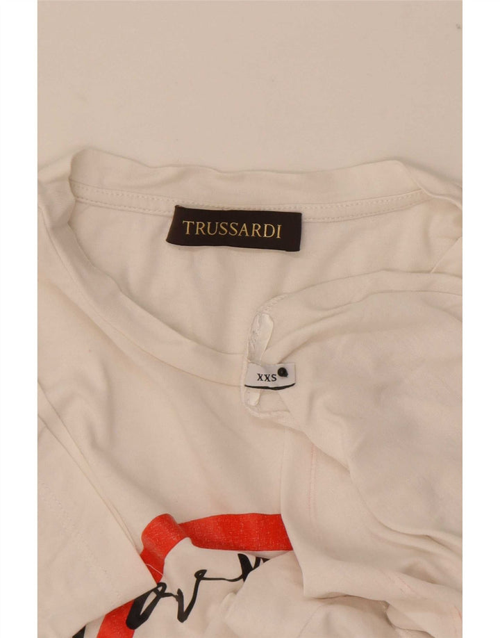 Camiseta gráfica masculina Trussardi Top 2XS branco