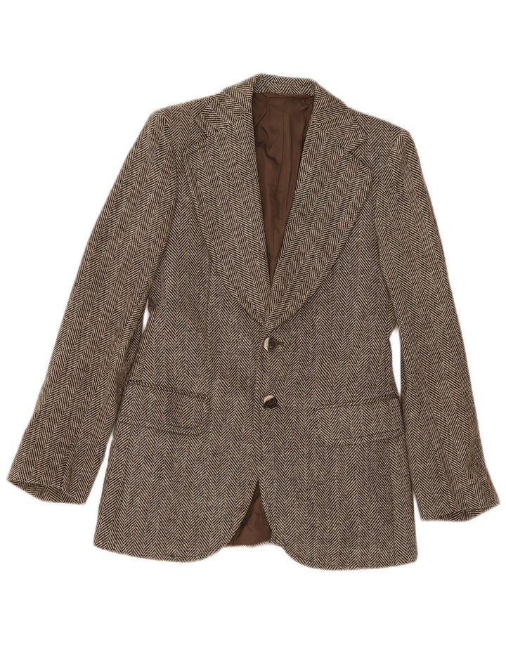 Jaqueta blazer masculina vintage com 2 botões IT 46 pequena espinha de peixe marrom