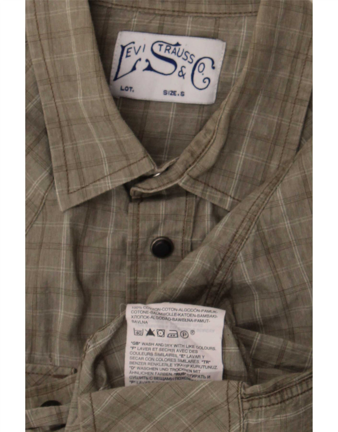 Camisa masculina Western Levi's pequena verde xadrez de algodão