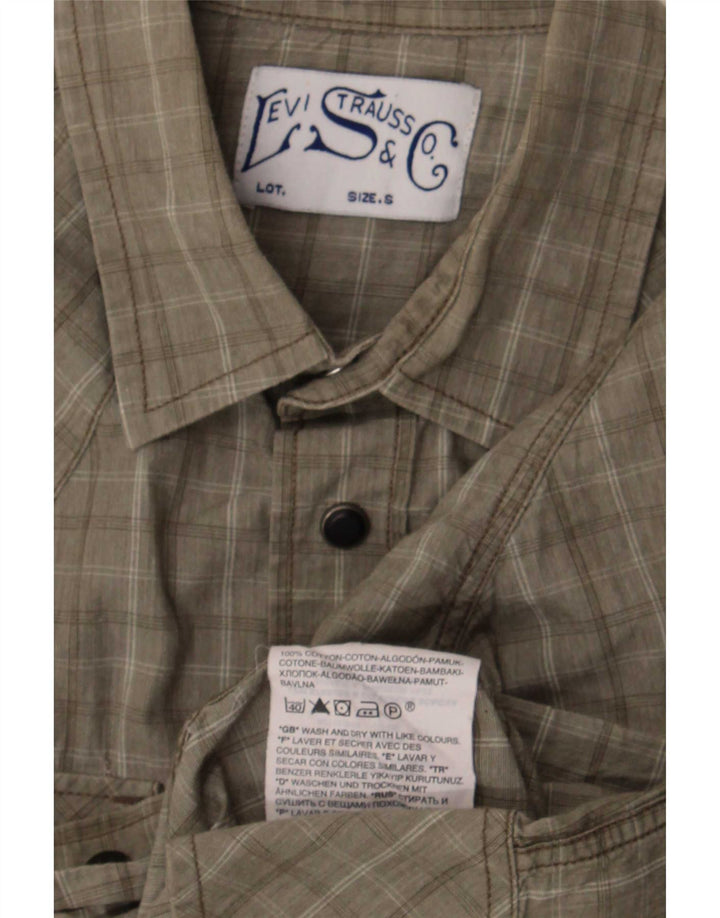Camisa masculina Western Levi's pequena verde xadrez de algodão