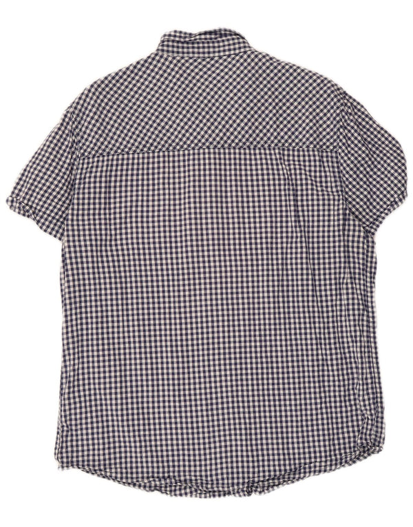 Camisa masculina de manga curta Mountain Warehouse XL azul marinho algodão guingão
