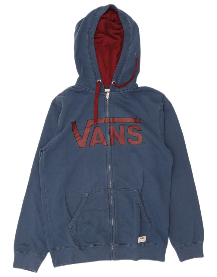 Suéter Vans masculino com capuz e zíper gráfico azul médio algodão