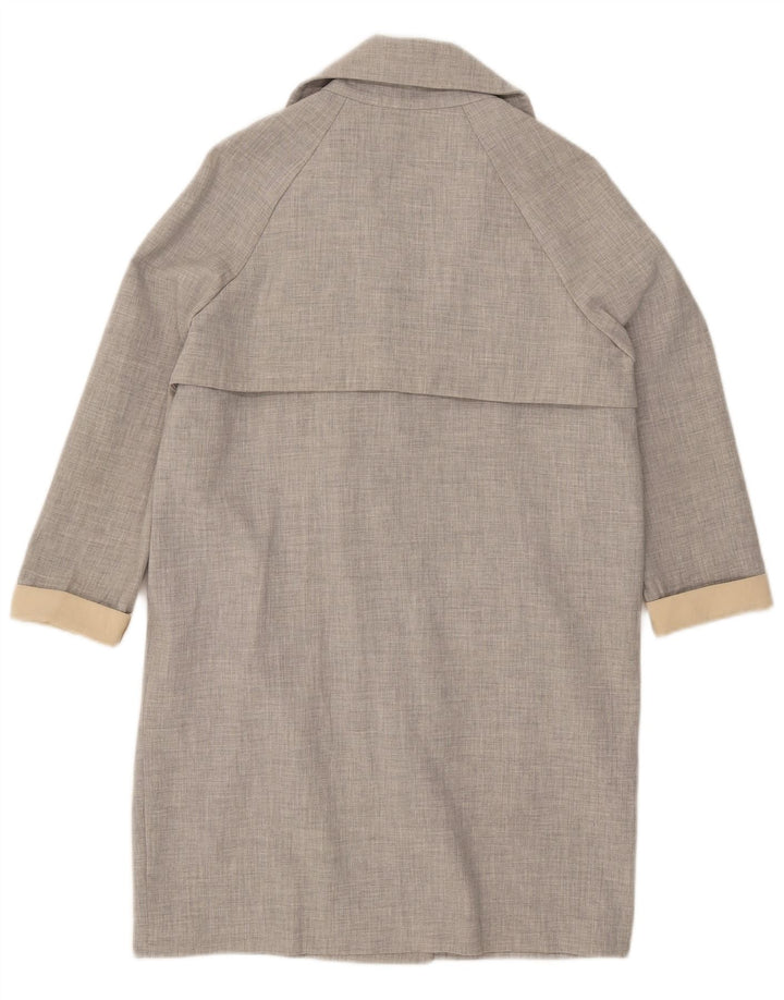 Topshop Womens Oversized Trench Coat UK 8 Pequeno Poliéster Cinza