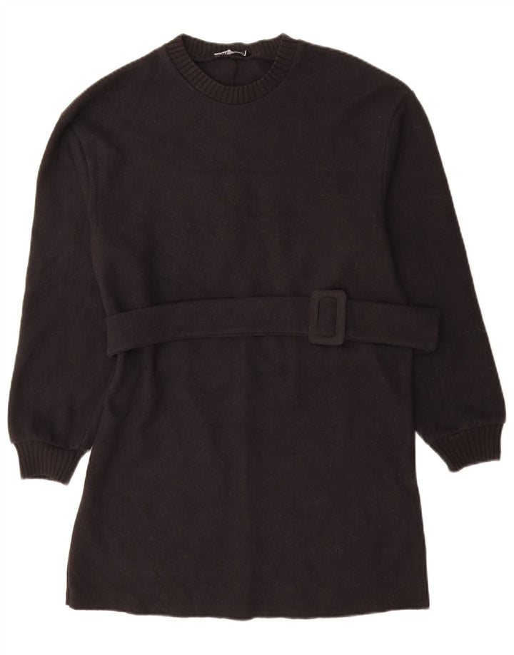 Vestido jumper feminino Zara de manga comprida Reino Unido 10 pequeno poliéster preto