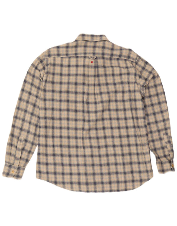 Camisa masculina de flanela Canadiens grande xadrez bege