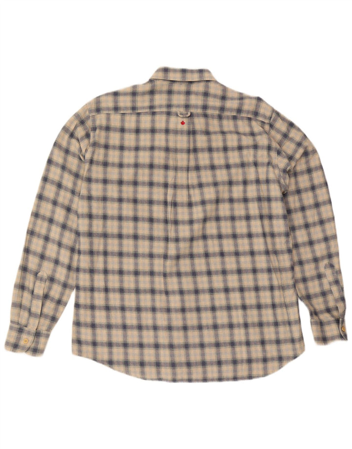 Camisa masculina de flanela Canadiens grande xadrez bege