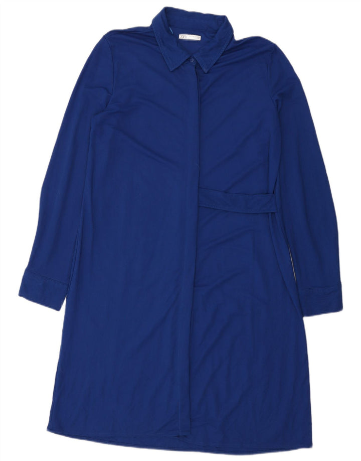 Vestido camisa feminino Zara Reino Unido 14 azul médio