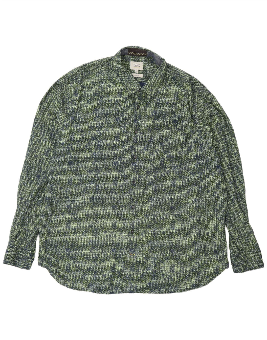 Camisa masculina Camel Active Regular Fit 2XL algodão geométrico verde