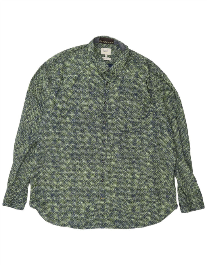Camisa masculina Camel Active Regular Fit 2XL algodão geométrico verde