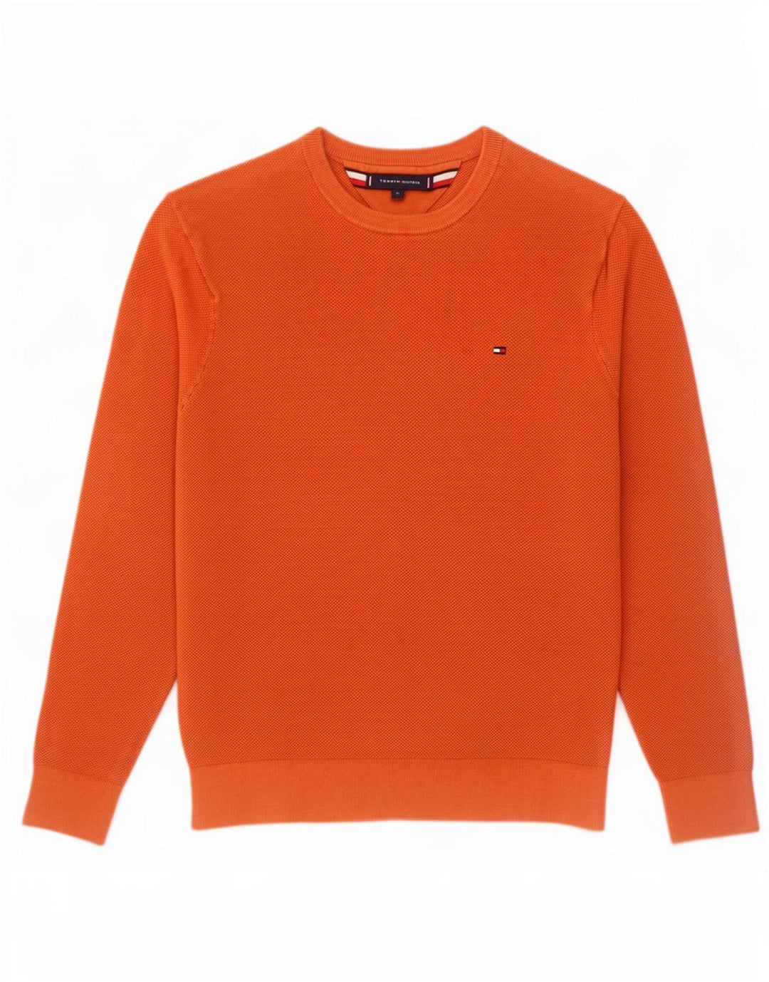 Suéter masculino Tommy Hilfiger com gola redonda e algodão laranja médio