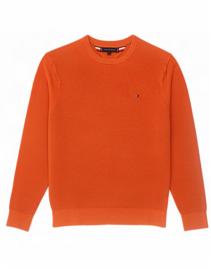 Suéter masculino Tommy Hilfiger com gola redonda e algodão laranja médio