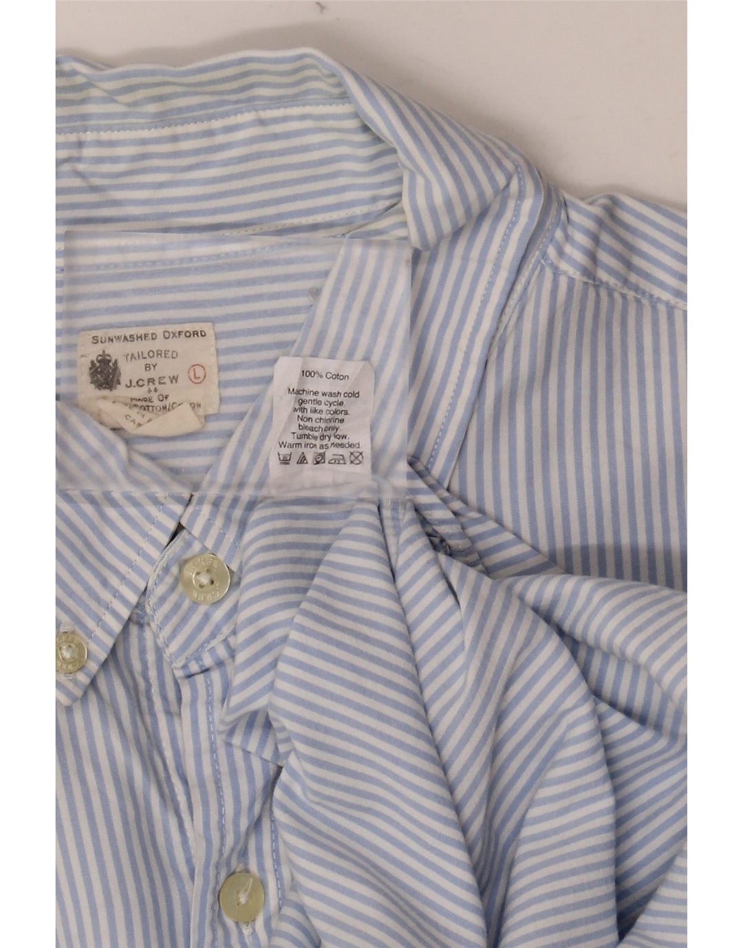 J. CREW Camisa masculina sob medida grande algodão listrado azul