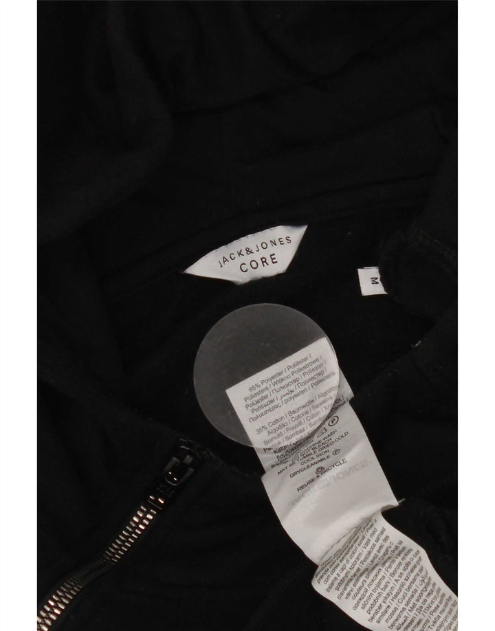 Jack & Jones moletom masculino com capuz e gola com zíper, poliéster preto médio