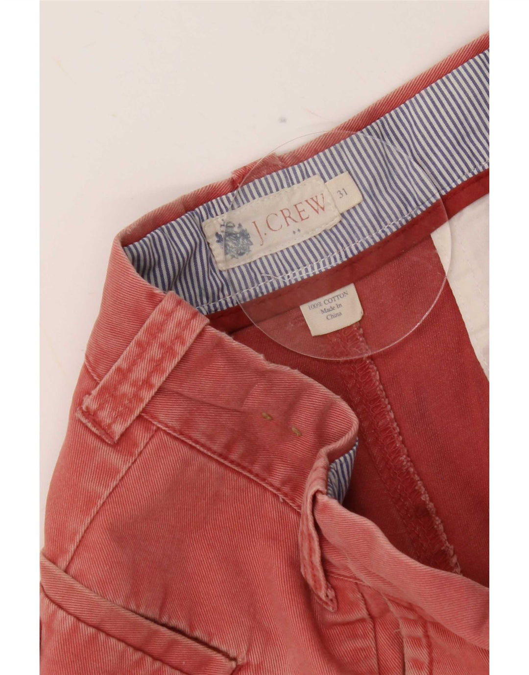 J. Crew Mens Chino Shorts Médio W31 Algodão Vermelho