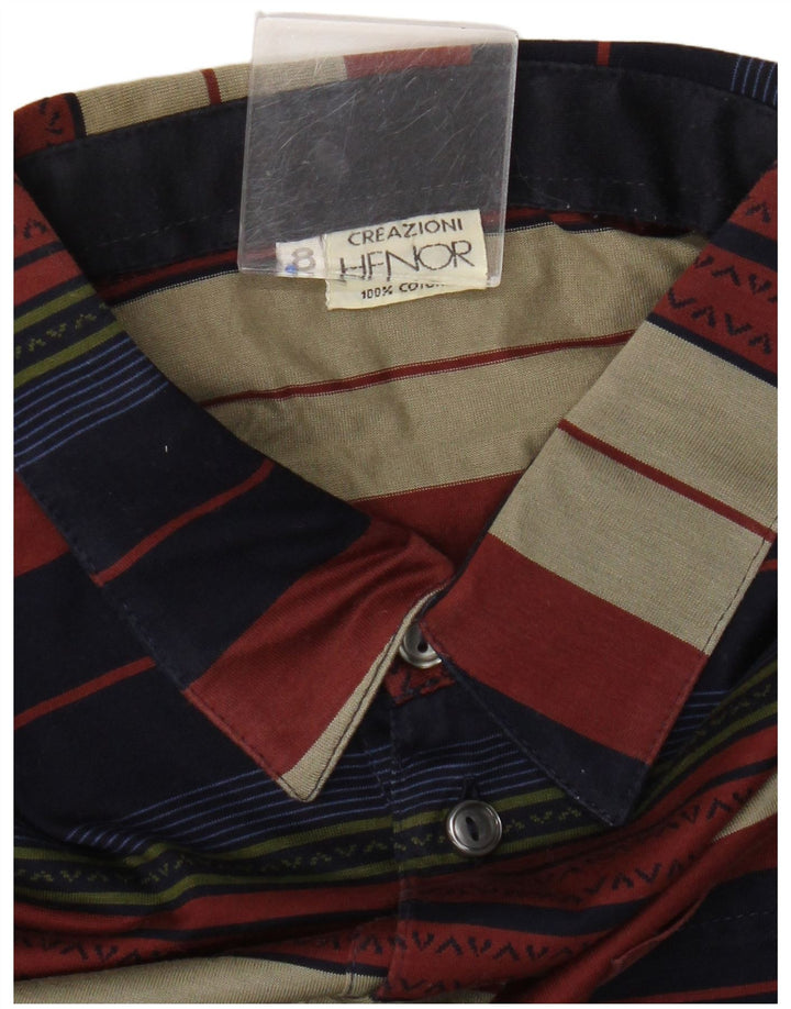 Camisa polo masculina vintage grande algodão listrado multicolorido