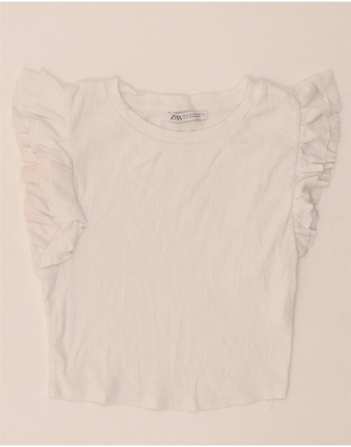 Blusa feminina Zara Top UK 12 algodão branco médio