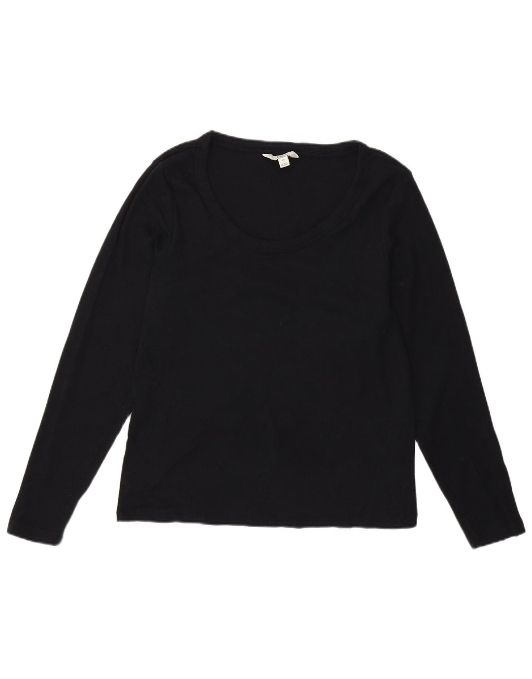 Top feminino Marks & Spencer manga comprida UK 20 2XL algodão preto
