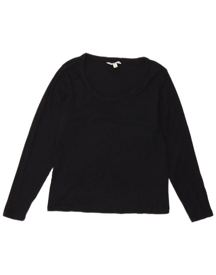 Top feminino Marks & Spencer manga comprida UK 20 2XL algodão preto