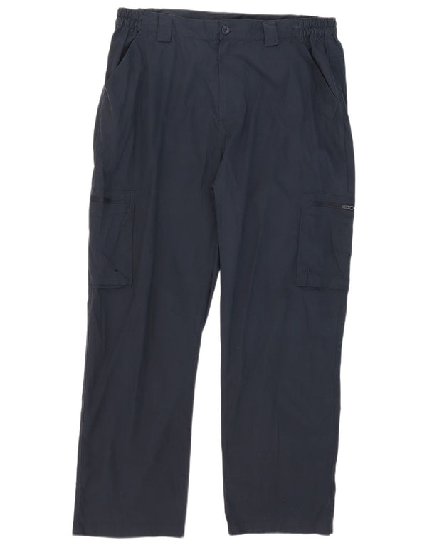 Calças retas de carga masculinas Mountain Warehouse W36 L29 poliéster azul marinho