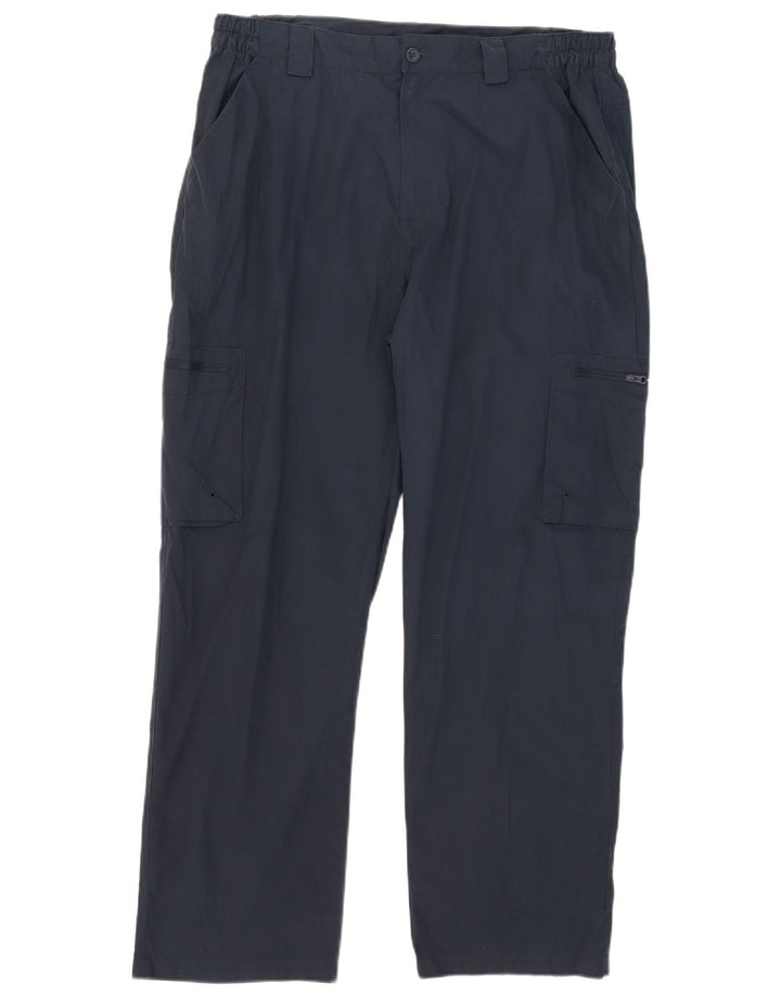 Calças retas de carga masculinas Mountain Warehouse W36 L29 poliéster azul marinho