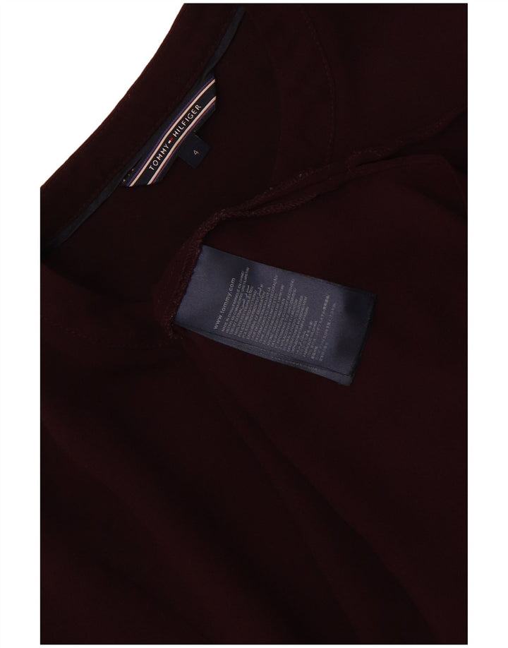 Blusa feminina Tommy Hilfiger de manga comprida, top US 4 pequeno poliéster cor de vinho