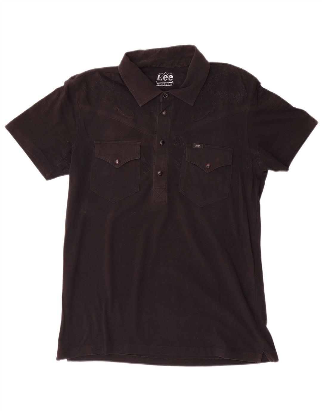 Camisa polo feminina Lee UK 16 grande algodão preto