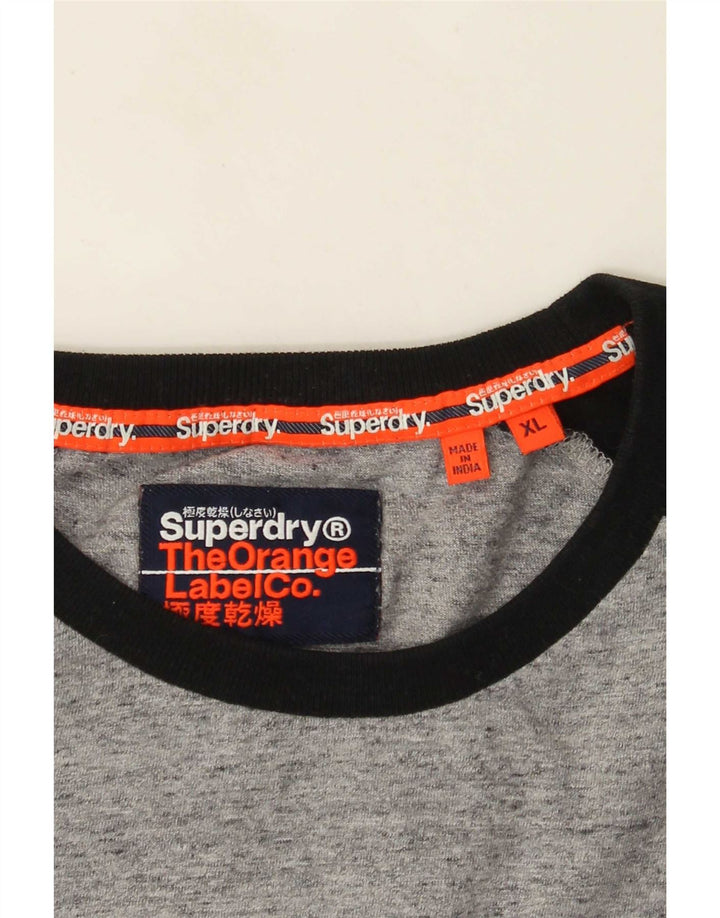 Top masculino Superdry manga comprida XL cinza colorblock