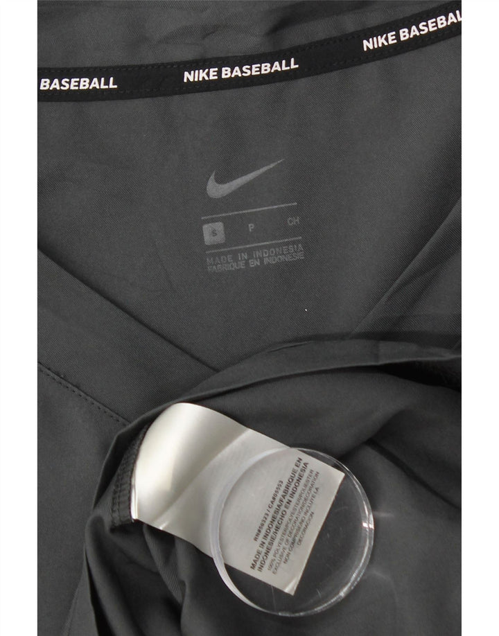 Top de beisebol masculino Nike manga comprida poliéster cinza pequeno