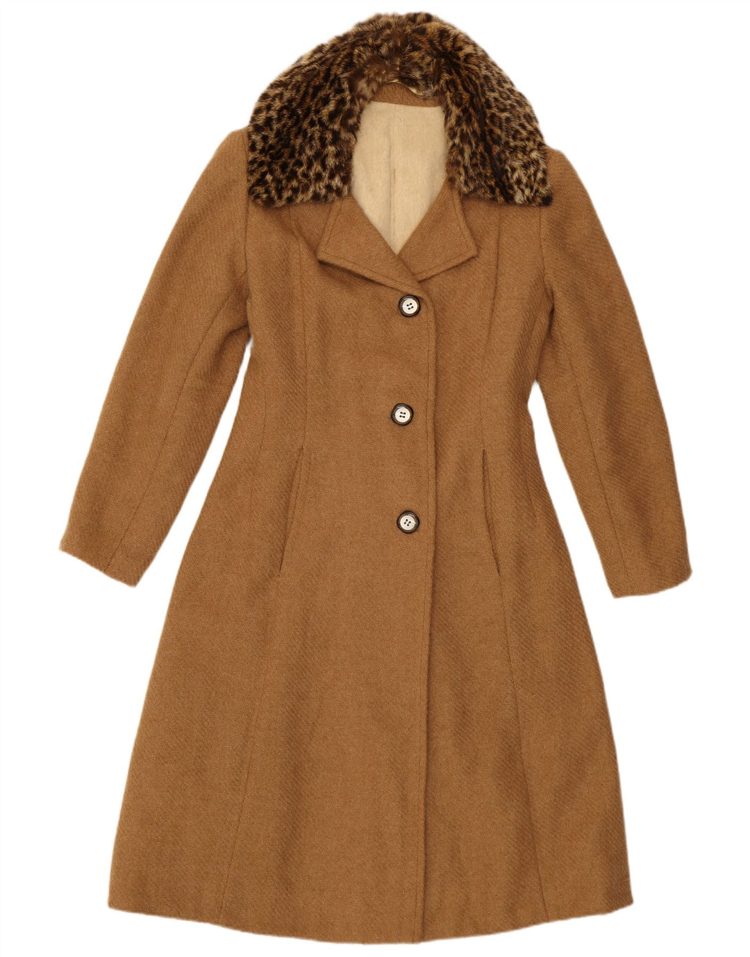 Sobretudo feminino vintage UK 10 pequeno marrom