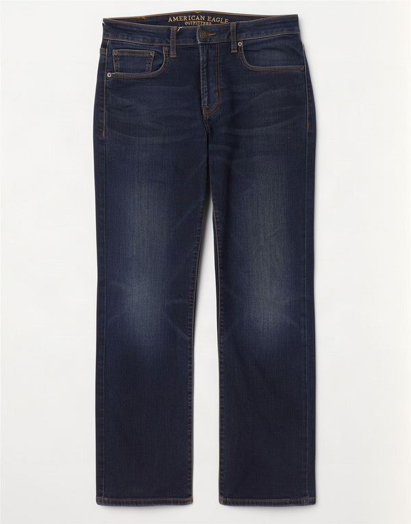 American Eagle Outfitters Calça jeans reta masculina W32 L32 azul marinho algodão