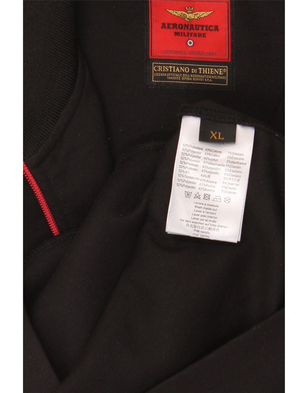 AERONAUTICA MILITARE Jaqueta masculina de agasalho gráfico XL preto poliéster